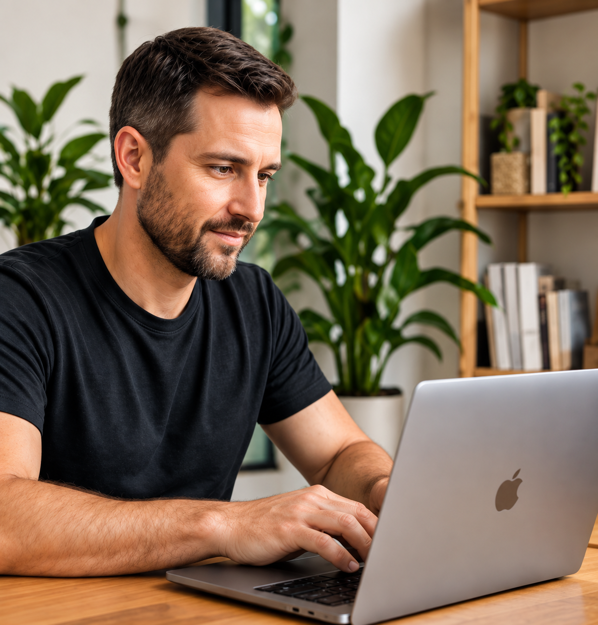 Rob, founder of Knoxturnal Web, working on a laptop